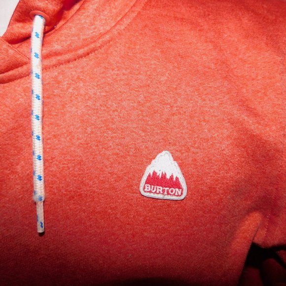 BURTON Women M OAK LONG Pullover Technical Hoodie Sweatshirt Cranberry Orange - Picture 10 of 14